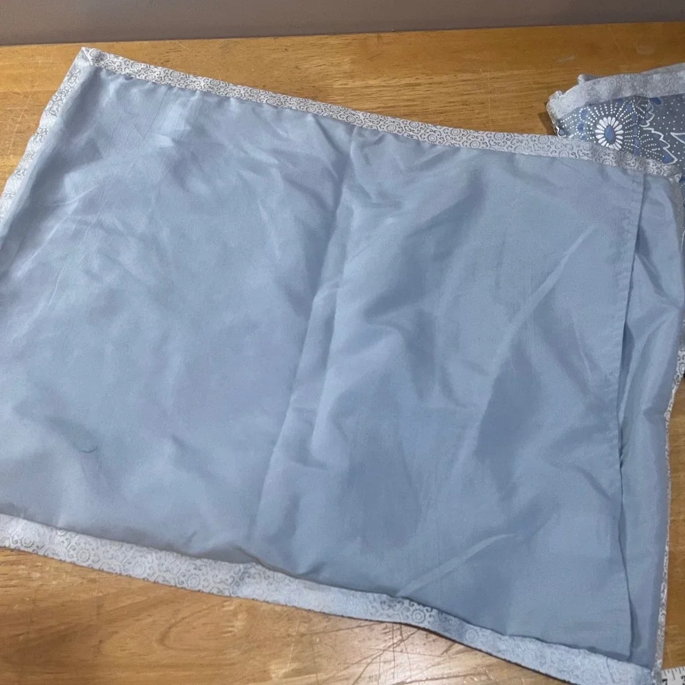 Martha Stewart Collection Light Blue Silver Damask Floral Pillow Shams Set of 2